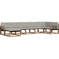 vidaXL Ensemble de canapés d'extérieur avec coussins 7 pièces Naturel et Gris clair