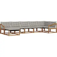 vidaXL Ensemble de canapés d'extérieur avec coussins 7 pièces Naturel et Gris clair