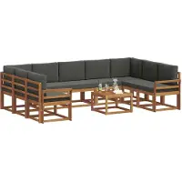 vidaXL Ensemble de salon de jardin 10 pièces, couleurs : naturel et anthracite