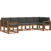 vidaXL Ensemble de canapés d'extérieur avec coussins 7 pièces Nature et Anthracite