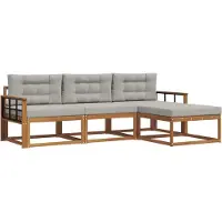 vidaXL Ensemble de canapés d'extérieur avec coussins 4 pièces Naturel et gris clair