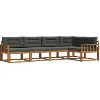 vidaXL Ensemble de canapés d'extérieur avec coussins 5 pièces Nature et Anthracite