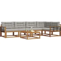 vidaXL Ensemble de canapés d'extérieur avec coussins 6 pièces Naturel et gris clair