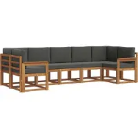 vidaXL Ensemble de canapés d'extérieur avec coussins 7 pièces Nature et Anthracite