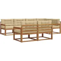 vidaXL Ensemble de canapés d'extérieur avec coussins 7 pièces Nature et Beige