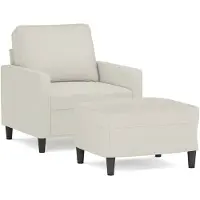 vidaXL Fauteuil avec pouf Crème 60 cm Velours