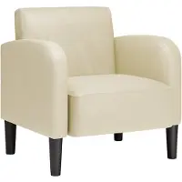 vidaXL Fauteuil avec accoudoirs Crème 54 cm Similicuir