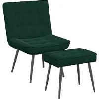 vidaXL Fauteuil relax avec pouf vert foncé velours