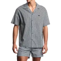 Emporio Armani pour homme. EM000593_AF20439 Chemise Mix navy (S), Casuel, Coton, Manche courte, Marine