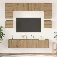 Prolenta Meuble TV exclusif - Ensemble de 8 pièces en bois stratifié imitation chêne massif