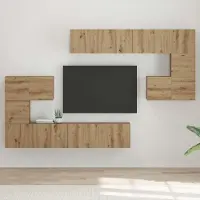 Prolenta Meubles de télévision exclusifs - Ensemble de 4 pièces en bois stratifié chêne massif