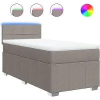 vidaXL Lit boxspring avec matelas Taupe 100x200 cm Tissu