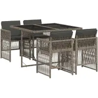 vidaXL Ensemble de jardin 5 pièces avec coussins Gris Poly rotin