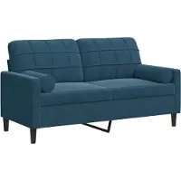 vidaXL Canapé 2 places avec coussins décoratifs bleu 140 cm velours