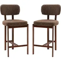 CALICOSY - Lot de 2 Tabourets en tissu et piedsReproduction bois H92 cm - MARLA