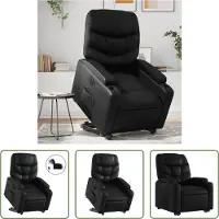 The Living Store Fauteuil relax releveur électrique noir similicuir