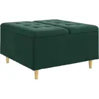 vidaXL Pouf de rangement vert foncé 80 x 80 x 45 cm, velours