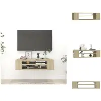 vidaXL Meuble TV suspendu Chêne Sonoma 100x30x26,5 cm Bois composite - Meuble TV