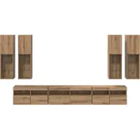 vidaXL Ensemble d'étagères murales pour TV 7 pcs Chêne Artisan Bois composite