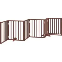 vidaXL Porte pour chien 6 pièces avec porte Pliable Marron 300 cm Bois de peuplier