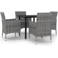 Syfax Ensemble à manger de jardin coussins 5 pcs Résine tressée Verre