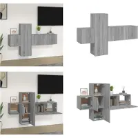 vidaXL 3 pcs. Armoire TV Set Gris Sonoma Bois composite - Ensemble d'armoires TV - Ensembles d'armoires TV - Meuble-paroi