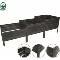 BAUMERA Jardinière en acier galvanisé KLASIKA GARDEN forme d'escalier 225x75 cm, h-50-40-30 cm, peinte (brun)