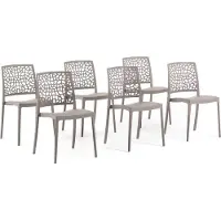 Idea New Garden Srl lot de 6 chaises empilables en polypropylène avec fibre de verre pour le jardin ou l'intérieur, imperméables et résistantes - ALINA - Gris pigeon