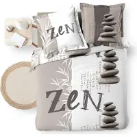 Douceur d'intérieur Parure de lit - - GALETS ZEN - Coton - 240 x 220 cm - Beige