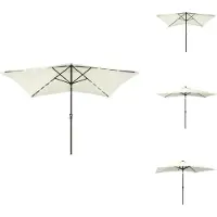 vidaXL Parasol avec LEDs et mât en acier sable 2x3 m - Parasols & ombrelles