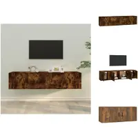 vidaXL Ensemble de meubles TV 3 pièces chêne fumé bois composite - Meubles TV