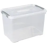 Curver Allibert boîte de rangement handy plus - clips gris - couvercle transparent - 65 l