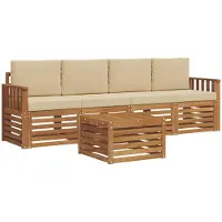 Syfax Ensemble de canapés d'extérieur 5 pcs Naturel et Beige