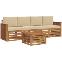 Syfax Ensemble de canapés d'extérieur 5 pcs Naturel et Beige