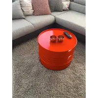 SRM Design Fassmöbel Table d'appoint Tonneau Design Meuble Table basse Orange Ø 57cm