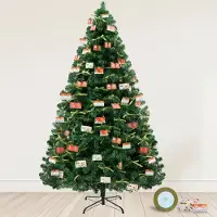 COMHOMA Arbre de Noël artificiel Décoration de Noël 195cm Matériau PVC avec 910 pointes Branches épaissies Pliable avec nuds décoratifs & carte de vux