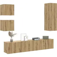 Prolenta Maison Exclusive - Ensemble de 5 meubles TV à fixation murale en bois composite chêne Artisan