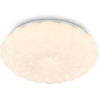 Briloner Plafonnier LED ciel étoilé Ø38,5cm rond 24W 2600lm 3000K blanc chaud bord ondulé blanc - Plafonnier salon chambre cuisine couloir