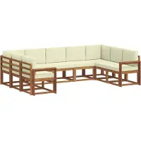 vidaXL Ensemble de salon de jardin 9 pièces, couleurs naturelles et crème