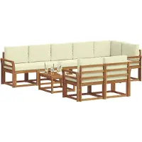 vidaXL Ensemble de salon de jardin 9 pièces, couleurs naturelles et crème