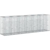 Syfax Lit surélevé gabion 2 pcs Argenté 250 x 50 x 80 cm
