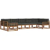 vidaXL Ensemble de salon de jardin 7 pièces, couleurs : naturel et anthracite