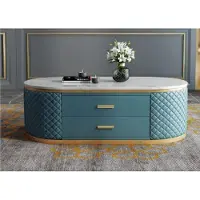 Xl Moebel Gmbh Tables basses de salon de haute qualité - Table ovale design en acier inoxydable de luxe Turquoise