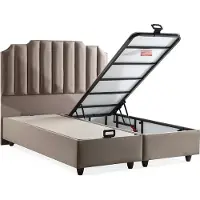 AEA Lit élégant avec matelas en textile beige pour chambre moderne