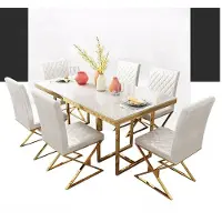 Xl Moebel Gmbh Table de salle à manger en acier inoxydable Salle à manger Salon Bois Design Luxe Moderne