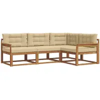vidaXL Ensemble de canapés d'extérieur avec coussins 4 pièces Nature et Beige