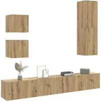 Prolenta Maison Exclusive - Ensemble de 5 meubles TV à fixation murale en bois composite chêne Artisan