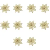 INF Fleurs de Noël pour la décoration de Noël en plastique Doré 10-pack