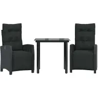 Syfax Ensemble à manger de jardin avec coussins 3 pcs Noir