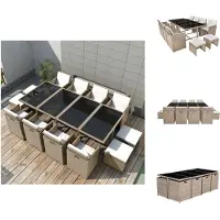 vidaXL Ensemble de jardin 13 pièces avec coussins Poly Rotin Beige - Ensemble de meubles de jardin